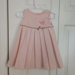 Pink Sleeveless Kids Dress with Bow Detail